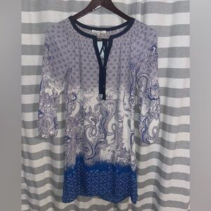 Daniel Rainn Navy and White Paisley Tunic